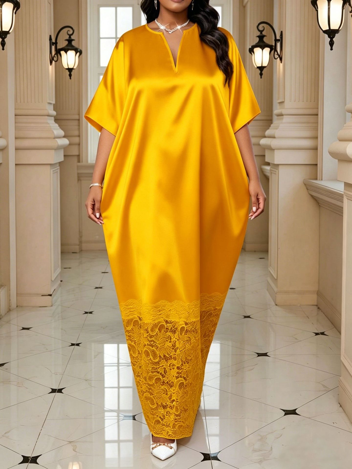 Elegant Lace Spicing bubu dress