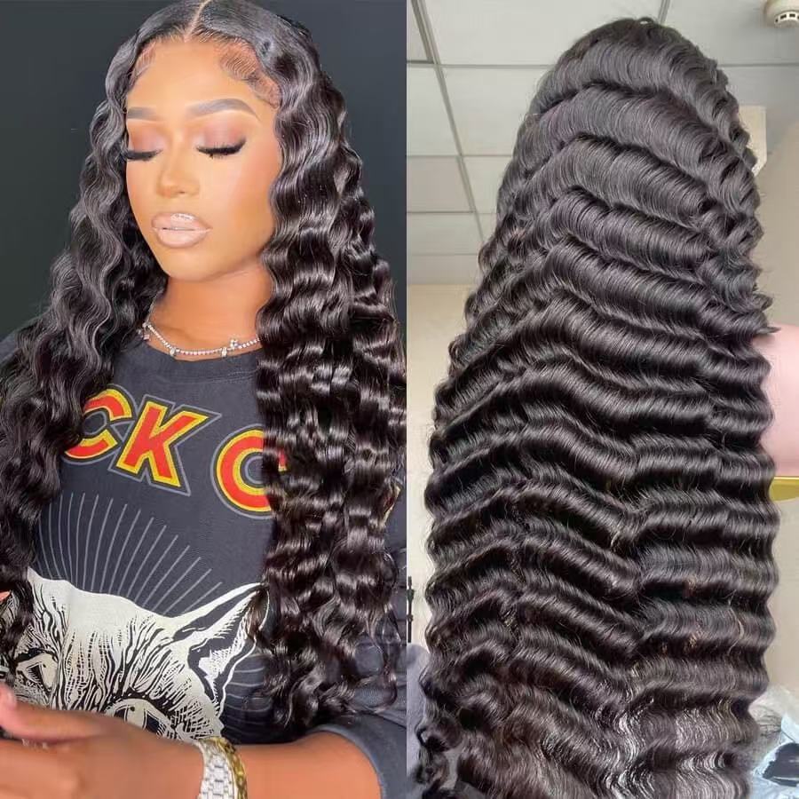 Deep wave frontal human hair